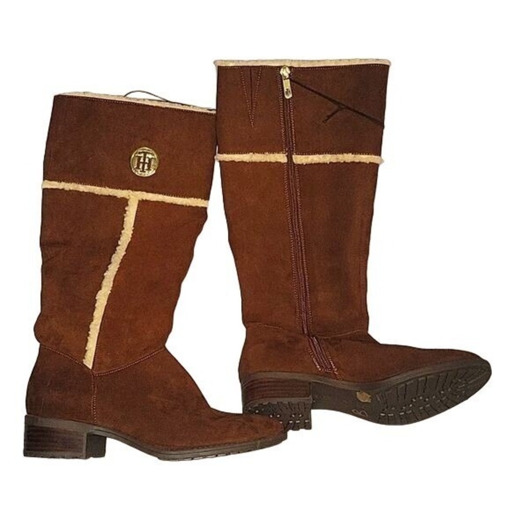 TOMMY HILFIGER Women's Suede Sherpa Lined Zippered NEW 9 Bohemian‎ Chic